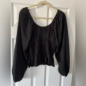 Semi cropped long sleeve blouse